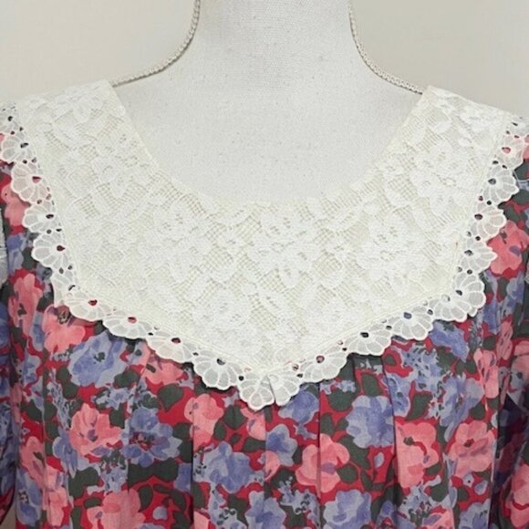 Vintage Hilda Hawaii Maxi Dress Floral Pockets Prairiecore Cottagecore Size 8 - Picture 3 of 6